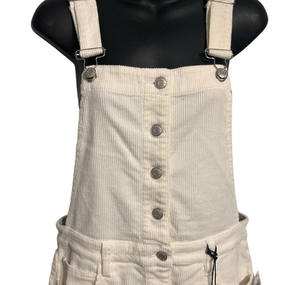 NWT, retails 99, White Corduroy Overall Dress - Picture 6 of 11